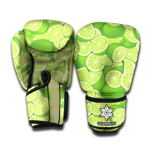 Green Lime Pattern Print Boxing Gloves