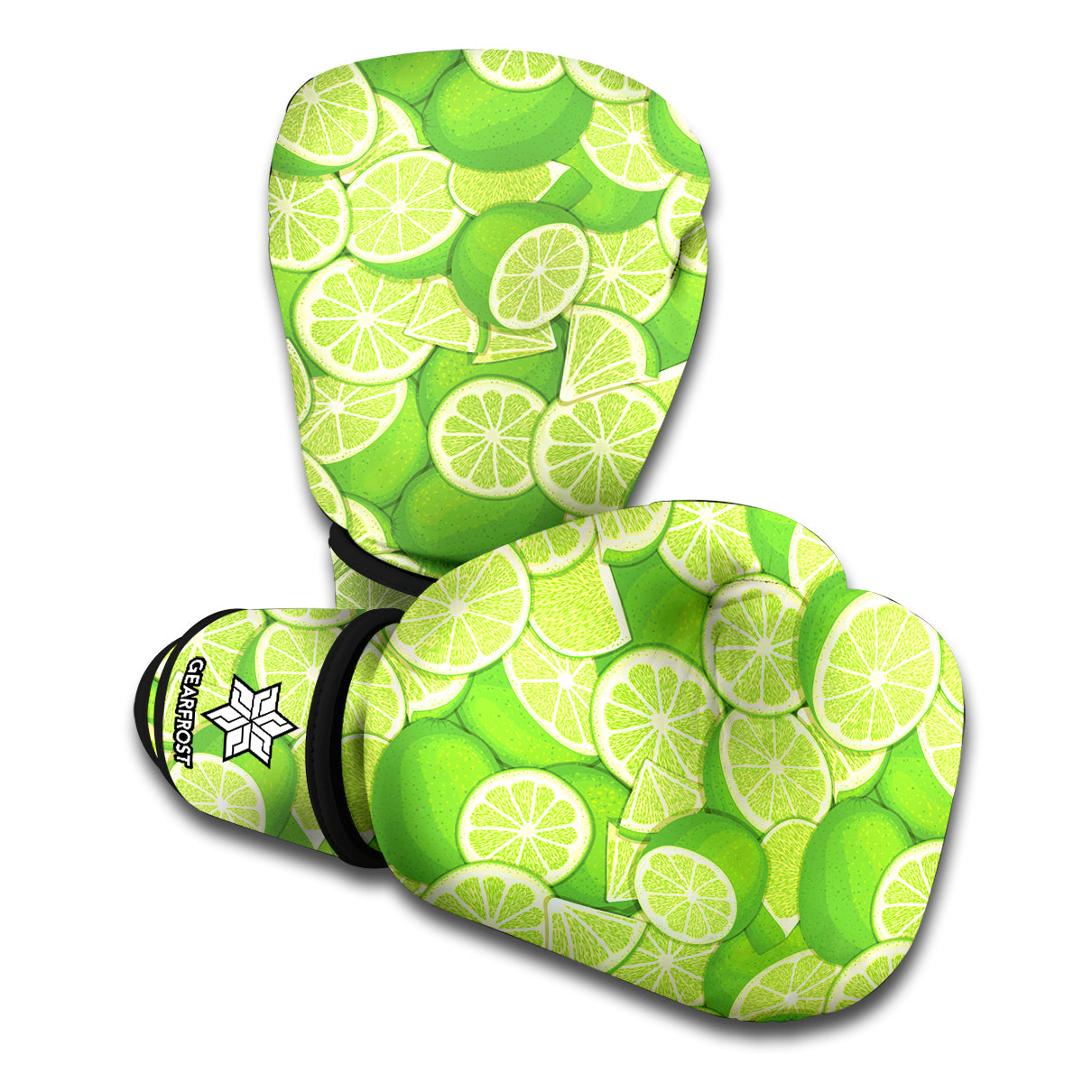 Green Lime Pattern Print Boxing Gloves