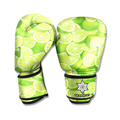 Green Lime Pattern Print Boxing Gloves