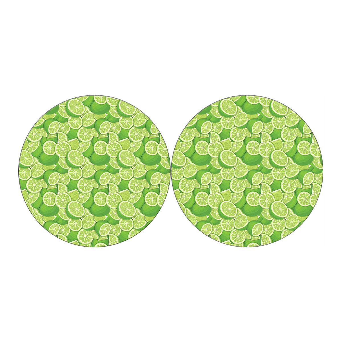 Green Lime Pattern Print Car Coasters