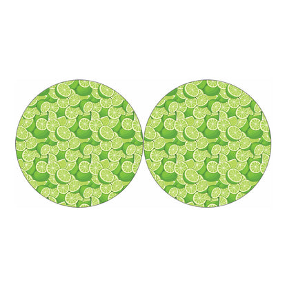 Green Lime Pattern Print Car Coasters