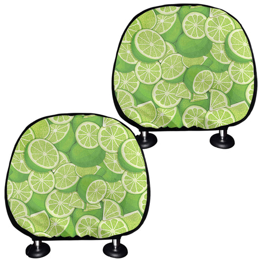 Green Lime Pattern Print Car Headrest Covers