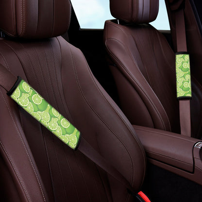 Green Lime Pattern Print Car Seat Belt Covers