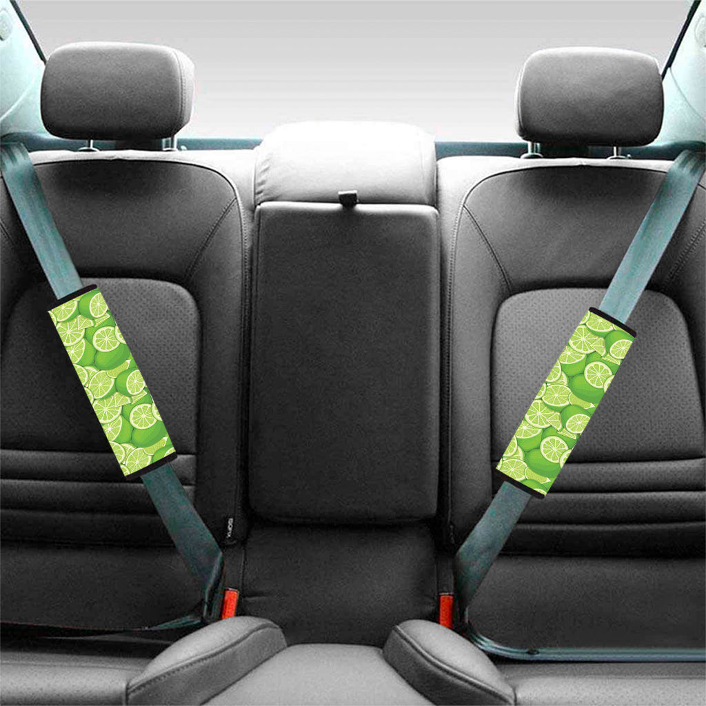 Green Lime Pattern Print Car Seat Belt Covers