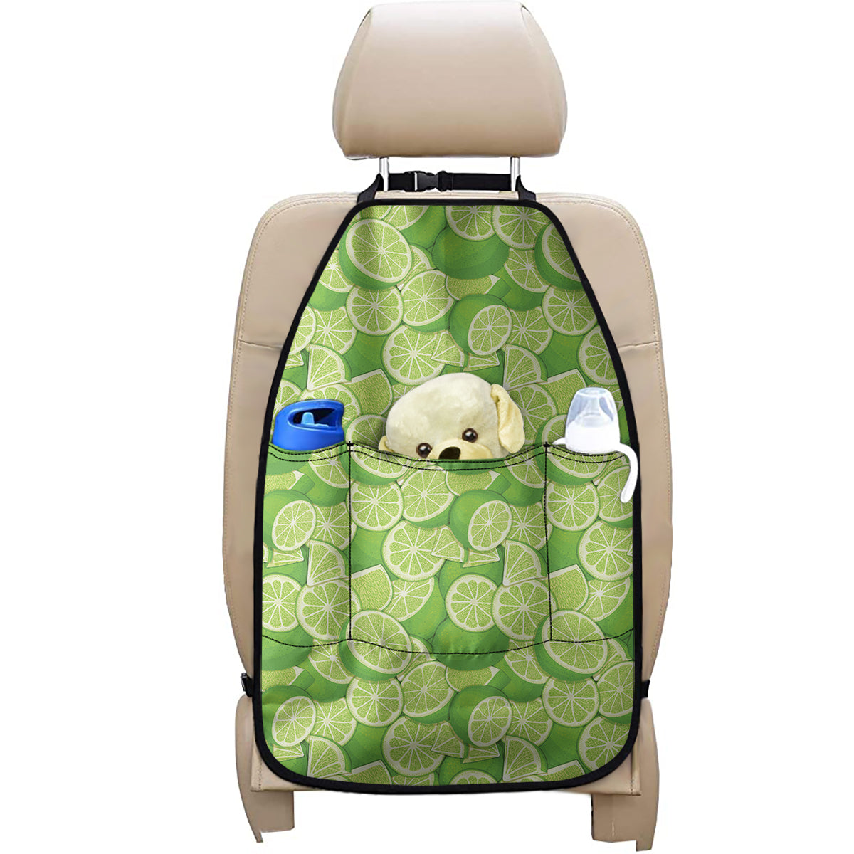 Green Lime Pattern Print Car Seat Organizers