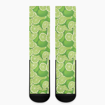 Green Lime Pattern Print Crew Socks