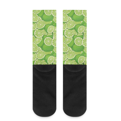 Green Lime Pattern Print Crew Socks