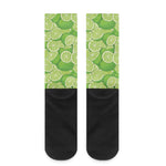 Green Lime Pattern Print Crew Socks