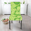 Green Lime Pattern Print Dining Chair Slipcover