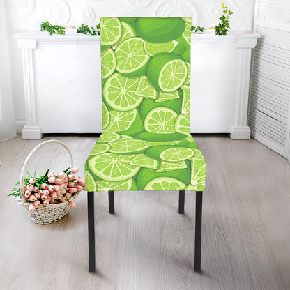 Green Lime Pattern Print Dining Chair Slipcover