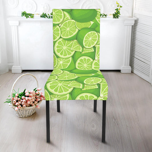 Green Lime Pattern Print Dining Chair Slipcover