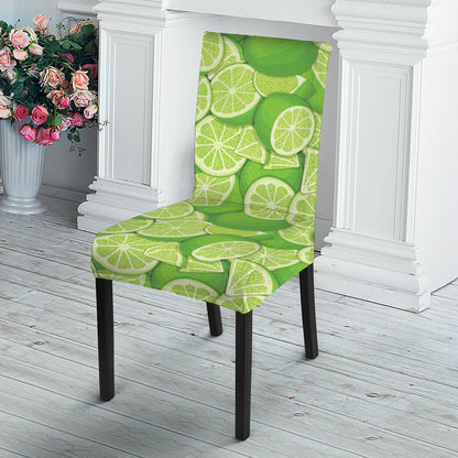 Green Lime Pattern Print Dining Chair Slipcover