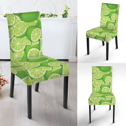 Green Lime Pattern Print Dining Chair Slipcover