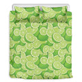 Green Lime Pattern Print Duvet Cover Bedding Set