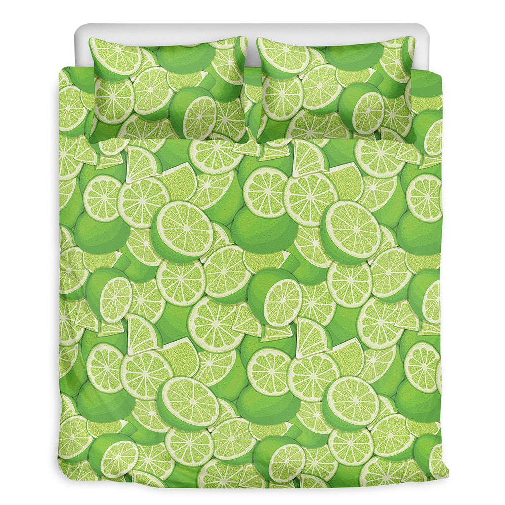 Green Lime Pattern Print Duvet Cover Bedding Set