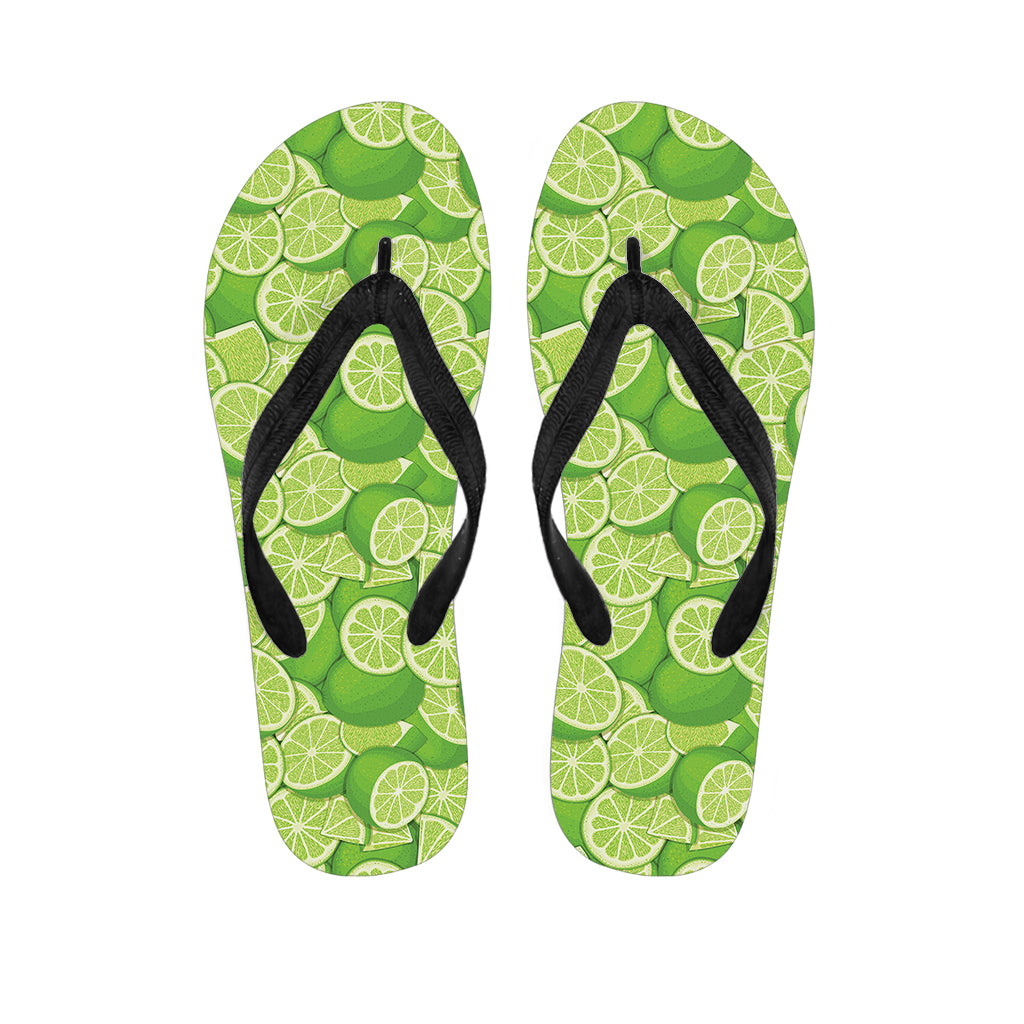 Green Lime Pattern Print Flip Flops