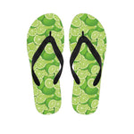 Green Lime Pattern Print Flip Flops