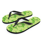 Green Lime Pattern Print Flip Flops