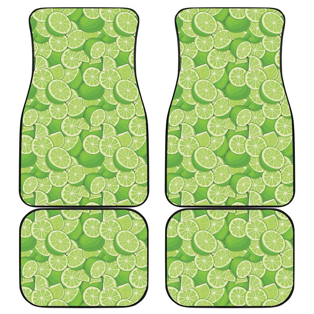 Green Lime Pattern Print Front and Back Car Floor Mats