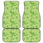 Green Lime Pattern Print Front and Back Car Floor Mats