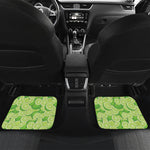 Green Lime Pattern Print Front and Back Car Floor Mats