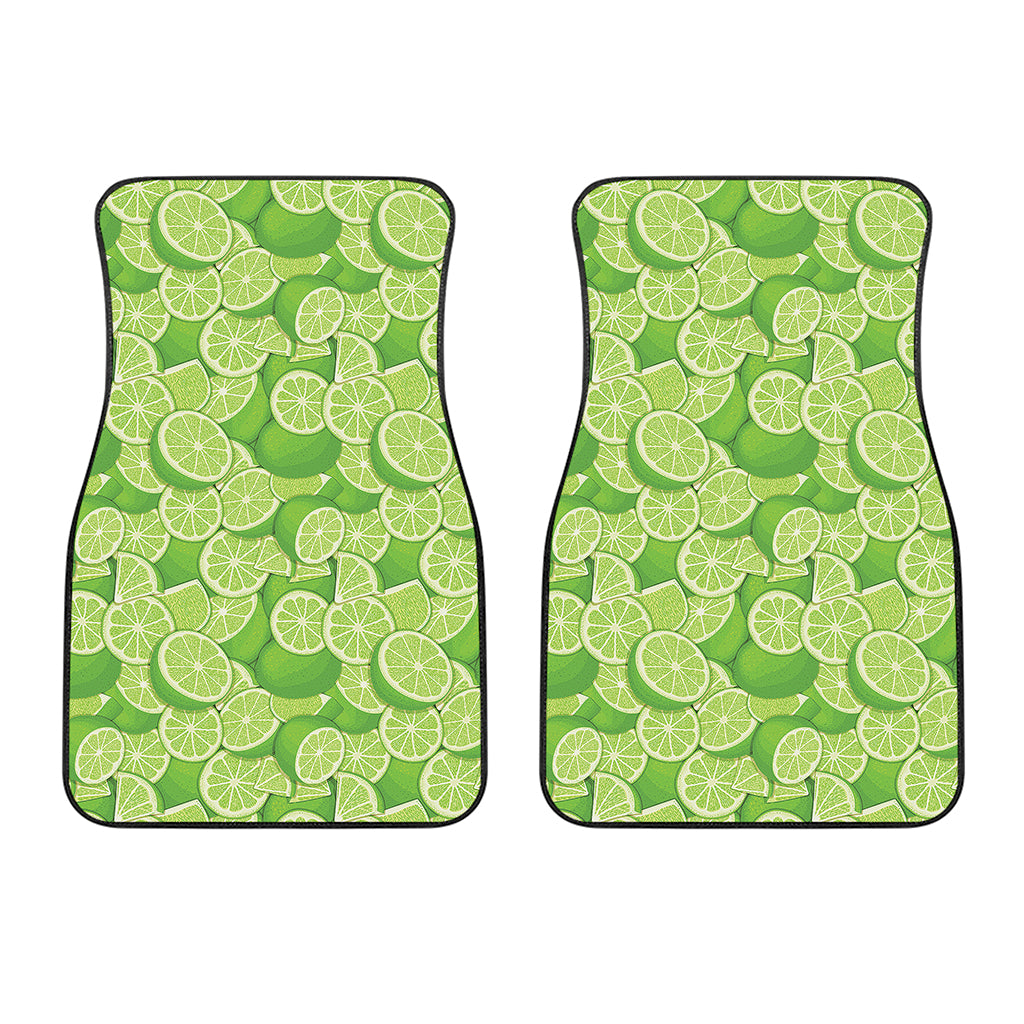 Green Lime Pattern Print Front Car Floor Mats