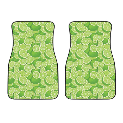 Green Lime Pattern Print Front Car Floor Mats