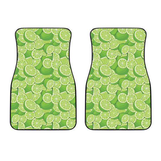 Green Lime Pattern Print Front Car Floor Mats