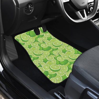 Green Lime Pattern Print Front Car Floor Mats