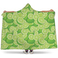 Green Lime Pattern Print Hooded Blanket