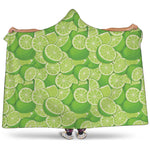Green Lime Pattern Print Hooded Blanket