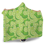 Green Lime Pattern Print Hooded Blanket