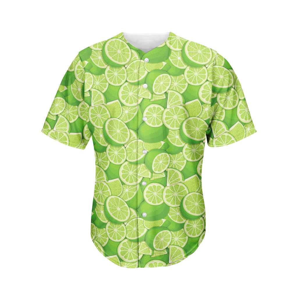 Green Lime Pattern Print Men's Baseball Jersey