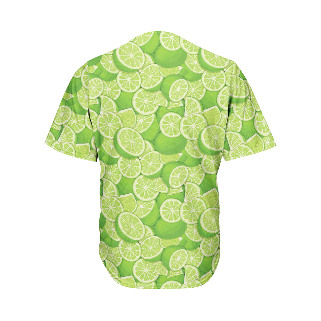 Green Lime Pattern Print Men's Baseball Jersey