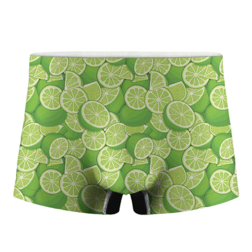 Green Lime Pattern Print Men's Boxer Briefs