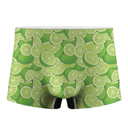 Green Lime Pattern Print Men's Boxer Briefs