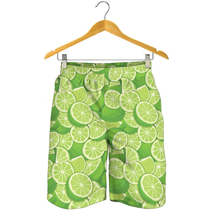 Green Lime Pattern Print Men's Shorts