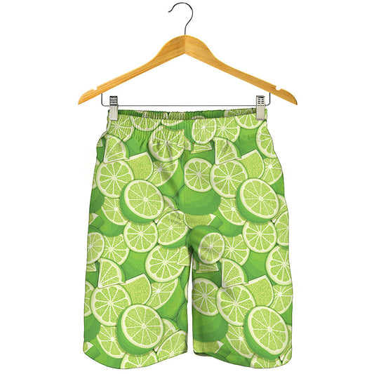 Green Lime Pattern Print Men's Shorts