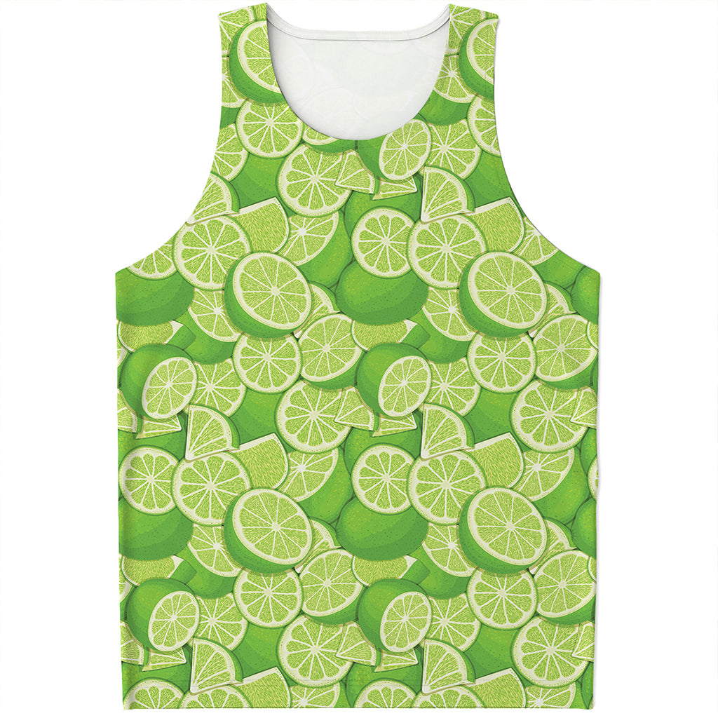Green Lime Pattern Print Men's Tank Top