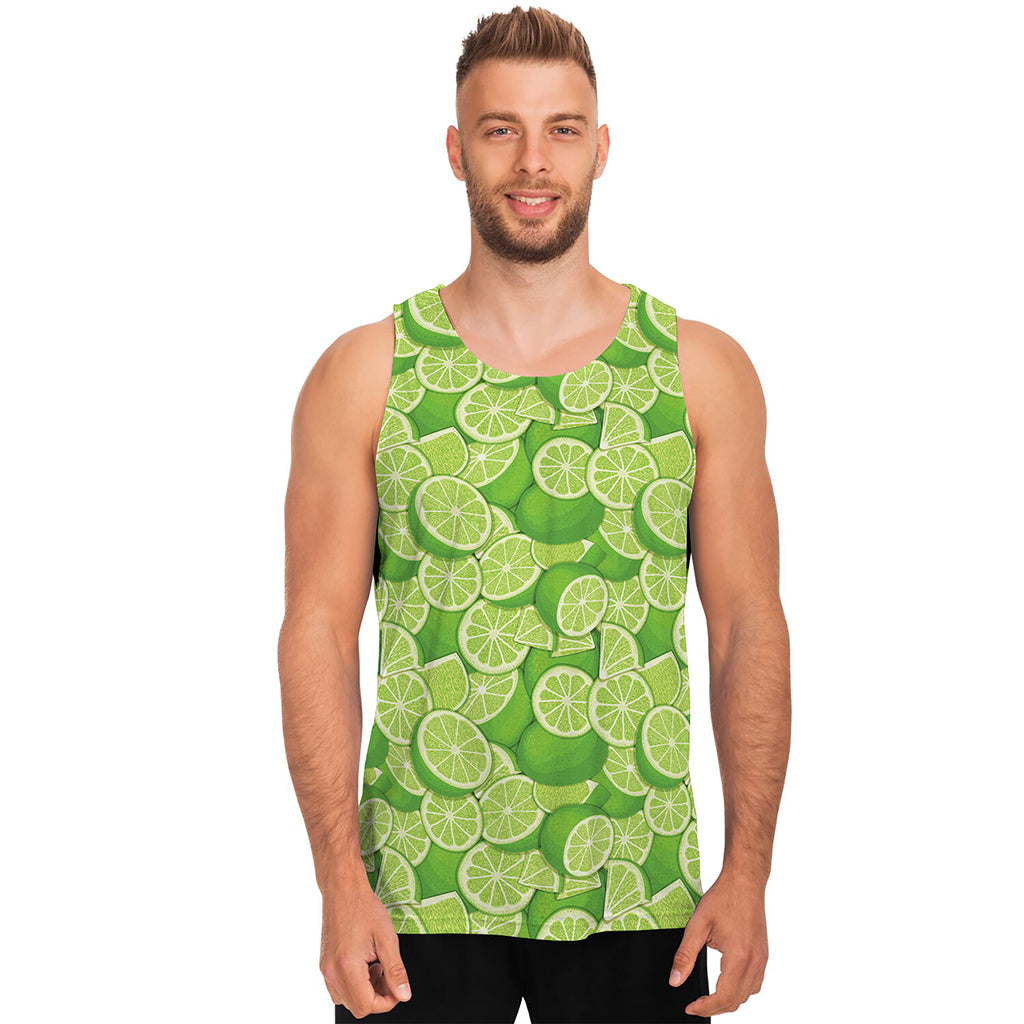 Green Lime Pattern Print Men's Tank Top