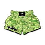 Green Lime Pattern Print Muay Thai Boxing Shorts