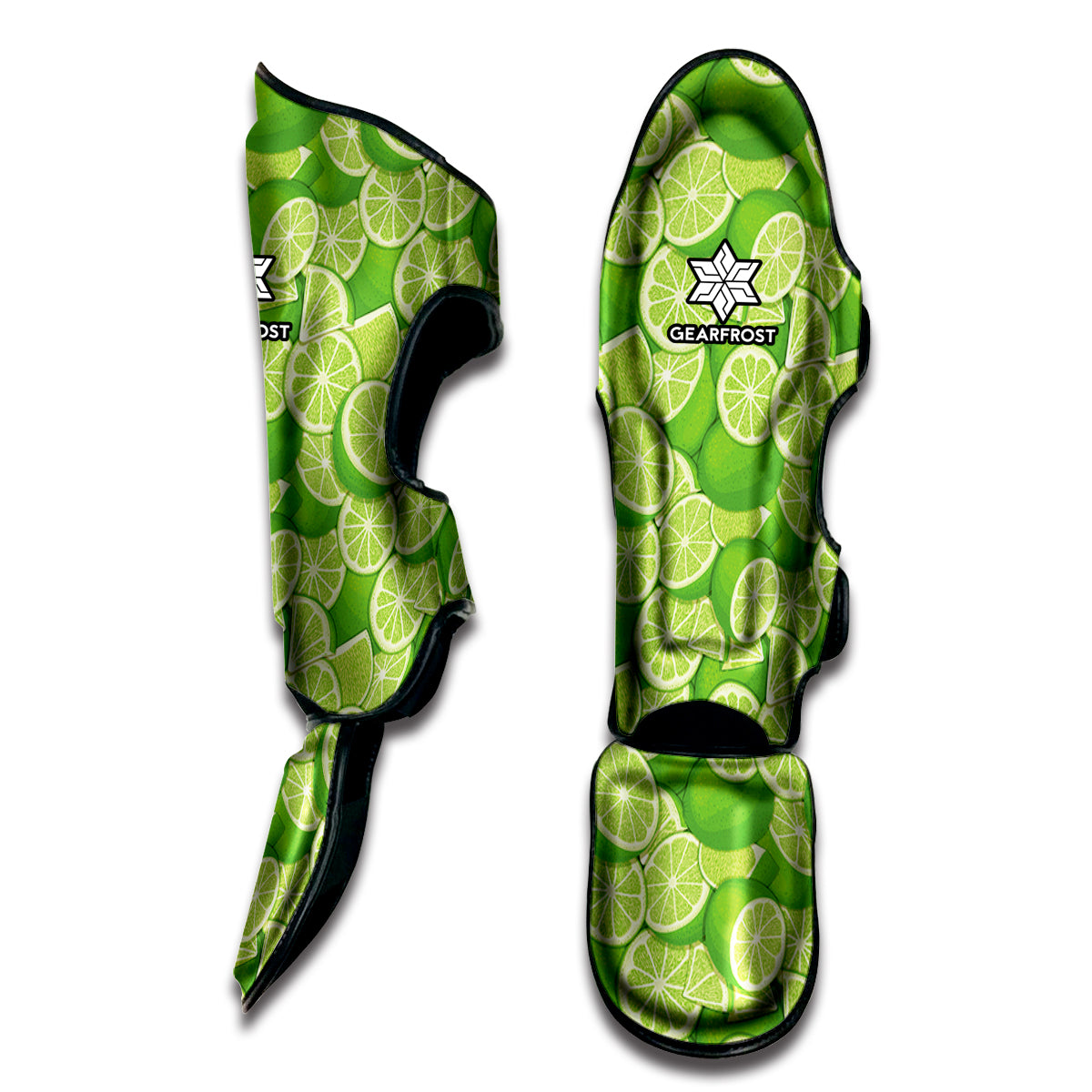 Green Lime Pattern Print Muay Thai Shin Guard