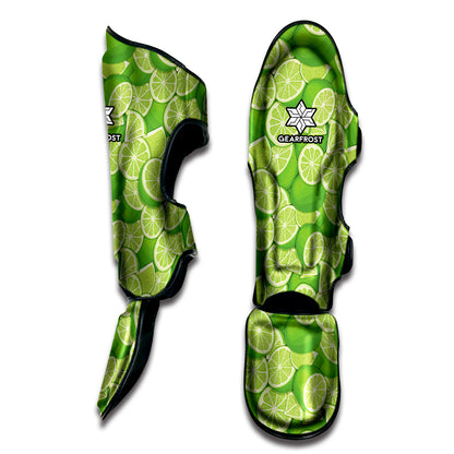 Green Lime Pattern Print Muay Thai Shin Guard