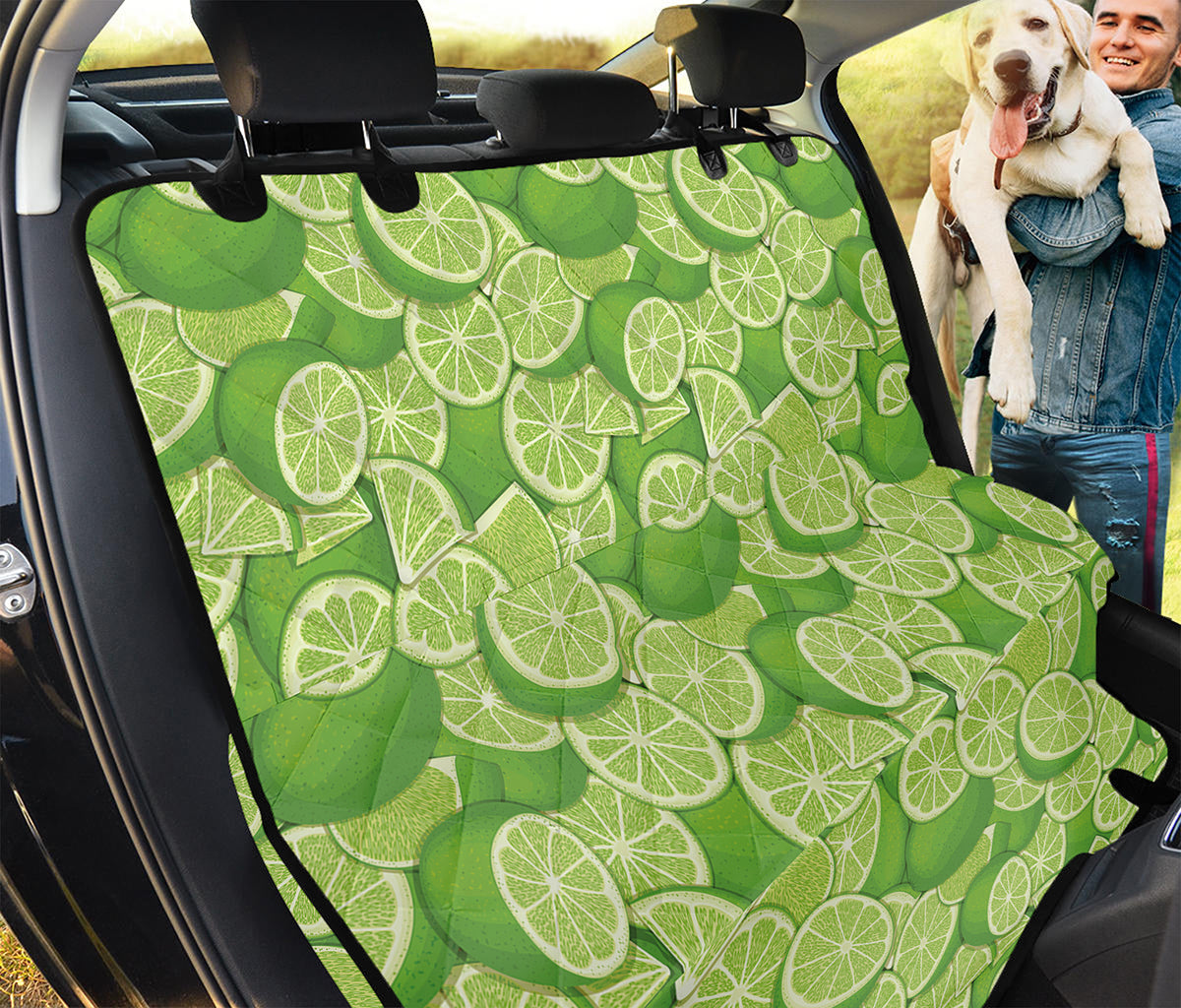 Green Lime Pattern Print Pet Car Back Seat Cover