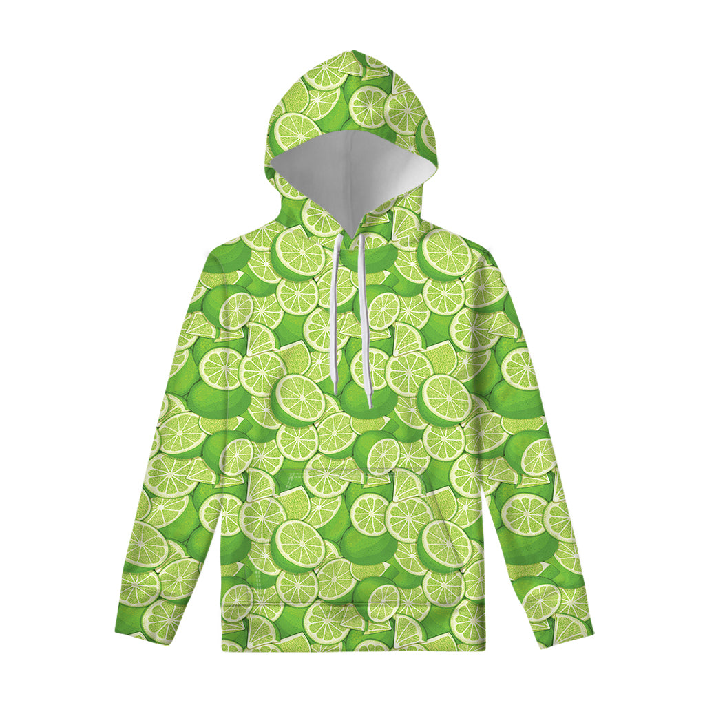 Green Lime Pattern Print Pullover Hoodie