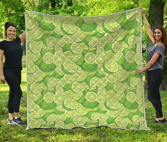 Green Lime Pattern Print Quilt