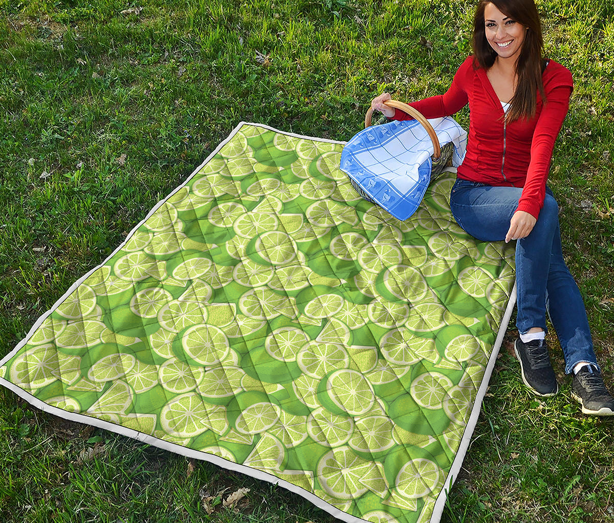 Green Lime Pattern Print Quilt