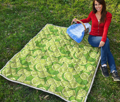 Green Lime Pattern Print Quilt