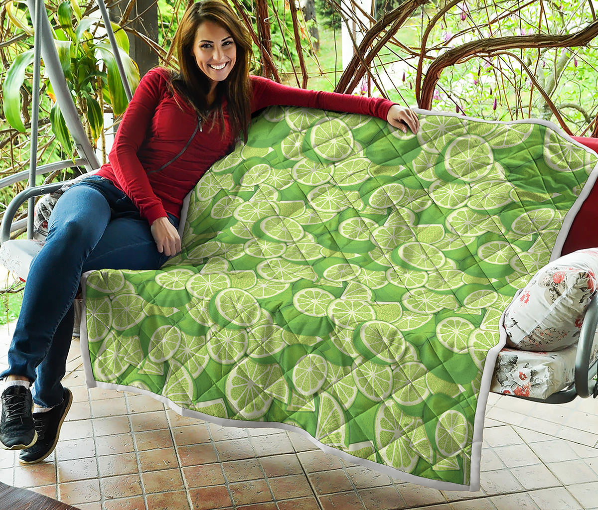 Green Lime Pattern Print Quilt
