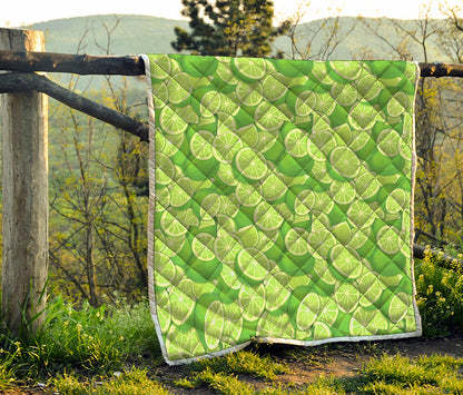 Green Lime Pattern Print Quilt